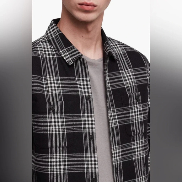 ALL SAINTS Fayette Plaid Slim Fit Puffer Shirt Jacket 100% Cotton shacket S - Picture 4 of 11
